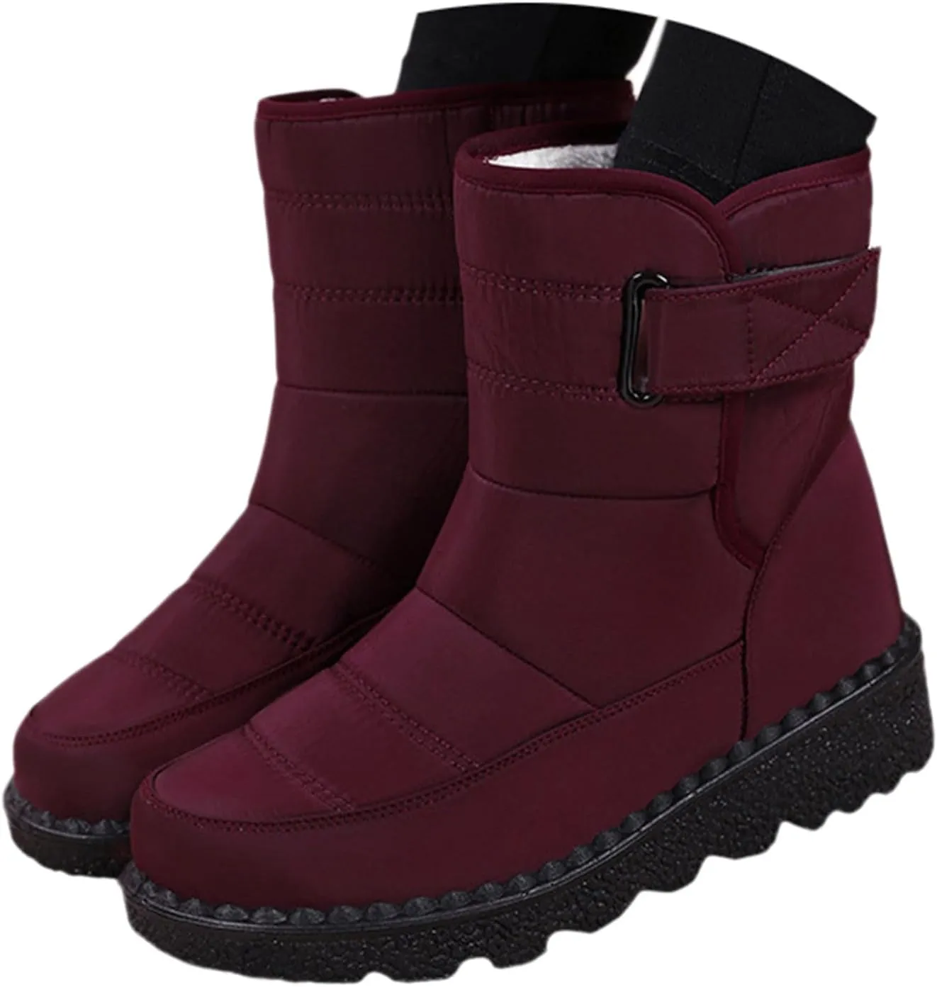 Women's Winter Boots Warm Faux Lined Ladies Snow Boots Fashion Mid Leather Boots Water Proof Hiking Boots Woman