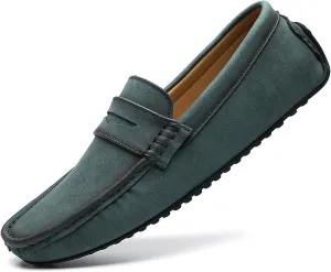 WUIWUIYU Men's Penny Loafers Moccasin Driving Shoes Slip Ons Casual Leather Flats Boat Shoes